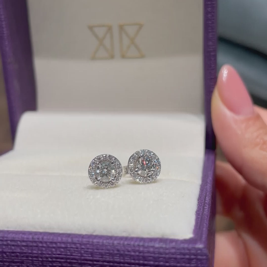 White :: round lab grown diamond stud earrings minimal solitaire white gold timeless fine jewelry