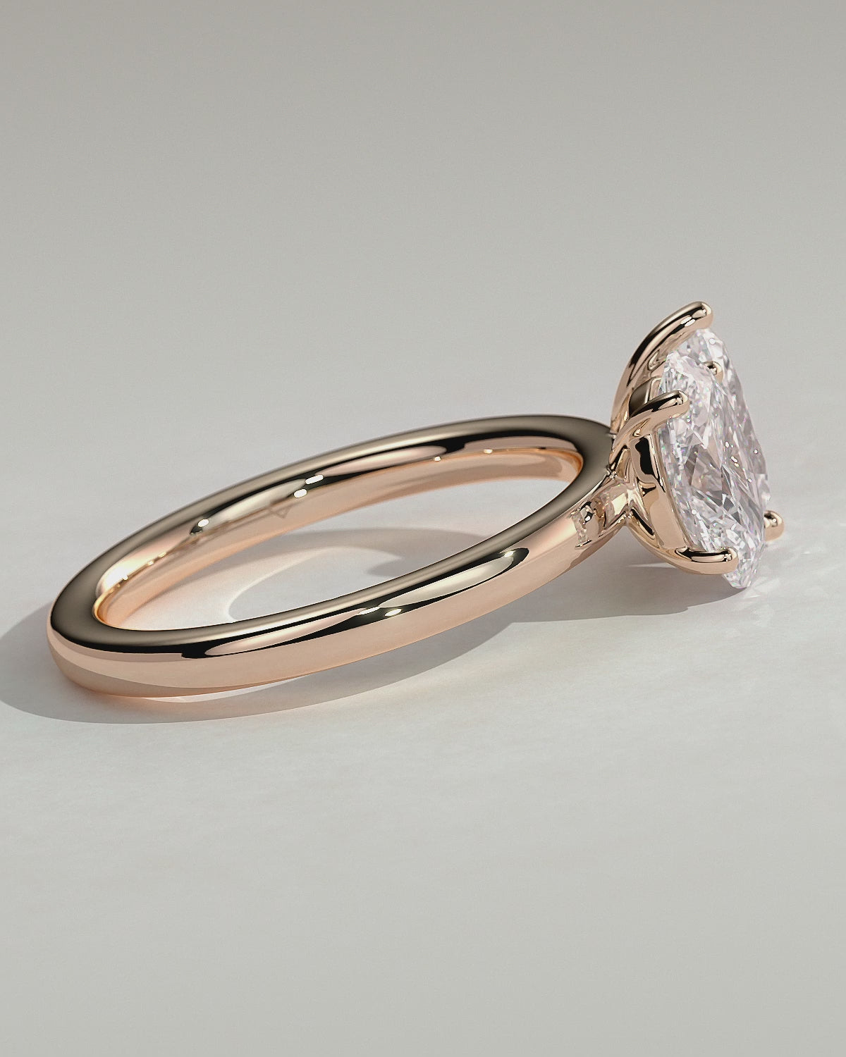 Rose :: Zorentia pear and oval toi et moi lab grown diamond engagement ring 360 view rose gold IGI certified 1.5ct pear 1.5ct oval two stone ring