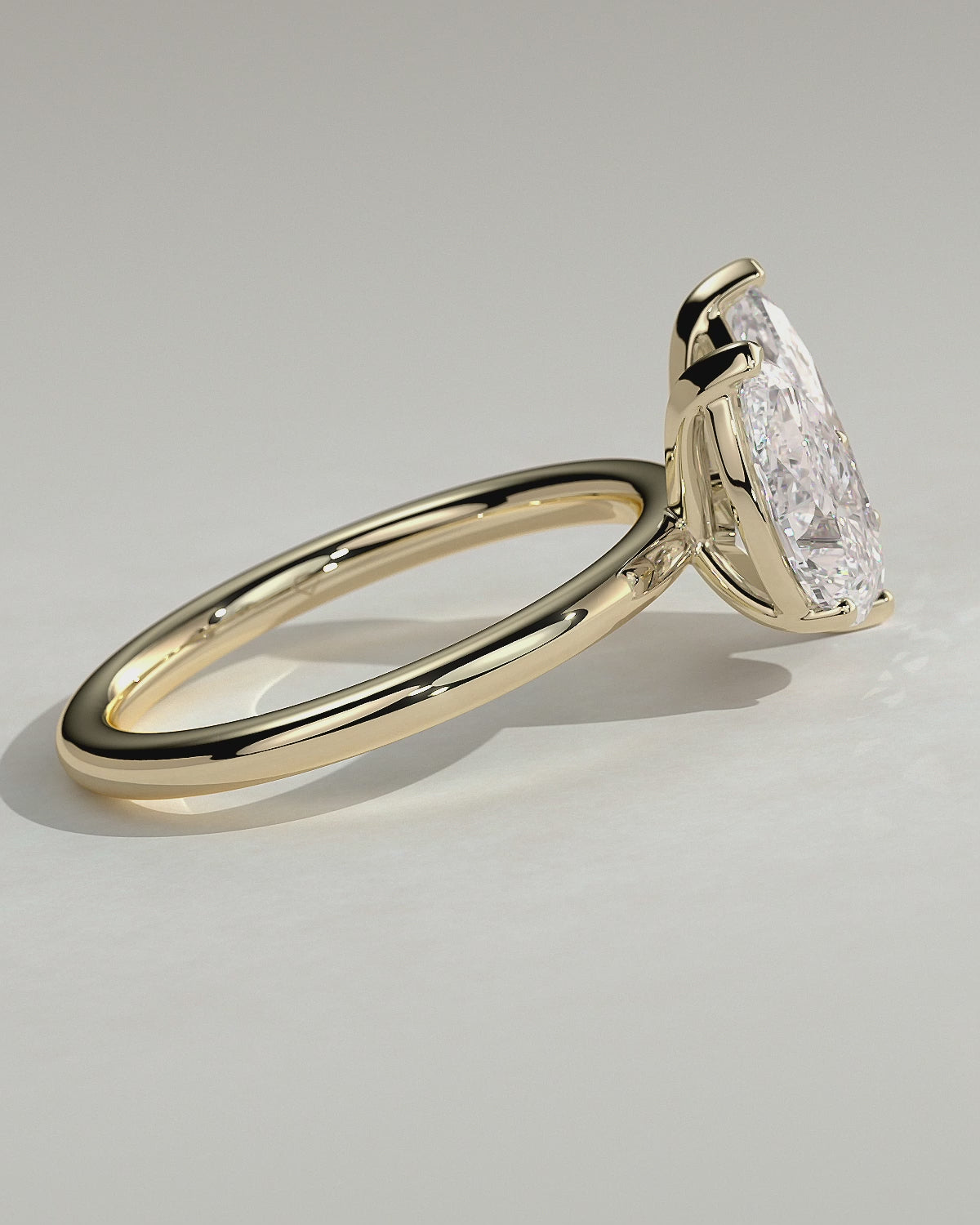 Yellow :: Velanique 1.8ct pear and 1.5ct marquise toi et moi lab grown diamond engagement ring 360 view yellow gold IGI certified two stone ring