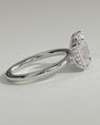 White :: Orinora 1.8ct emerald and 1.5ct pear hidden halo toi et moi lab grown diamond engagement ring 360 view white gold IGI certified two stone ring
