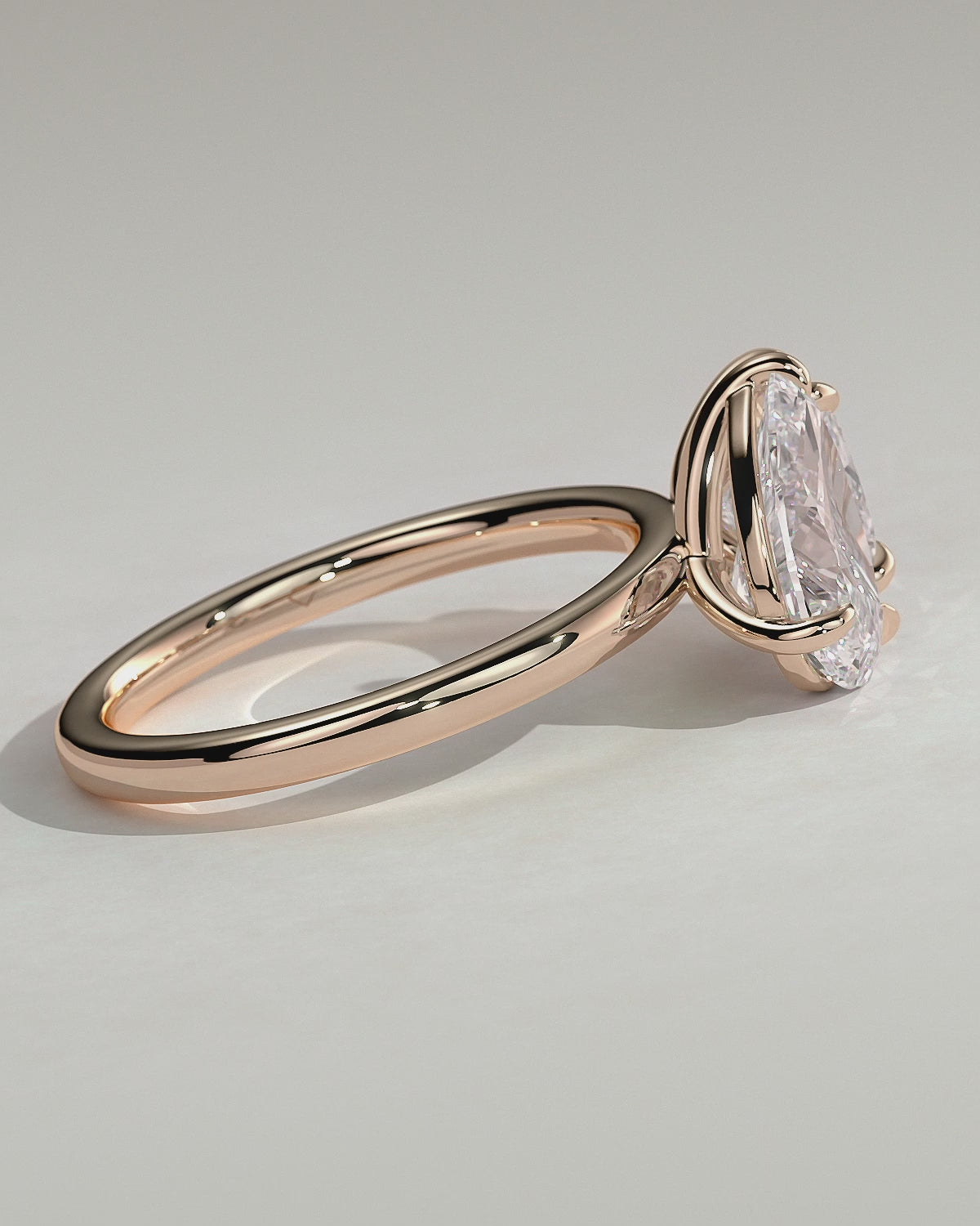 Rose :: Zenmique marquise and pear toi et moi lab grown diamond engagement ring 360 view rose gold IGI certified two stone ring