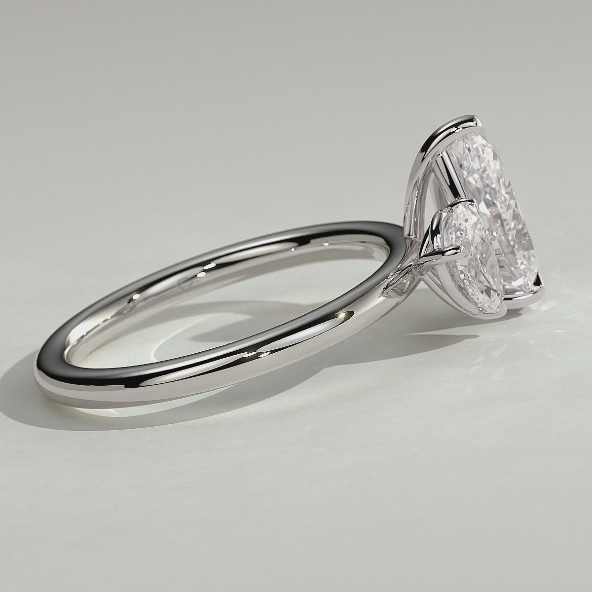 White :: Serentique 0.5ct and 1.25ct pear toi et moi lab grown diamond engagement ring 360 view white gold IGI certified two stone ring