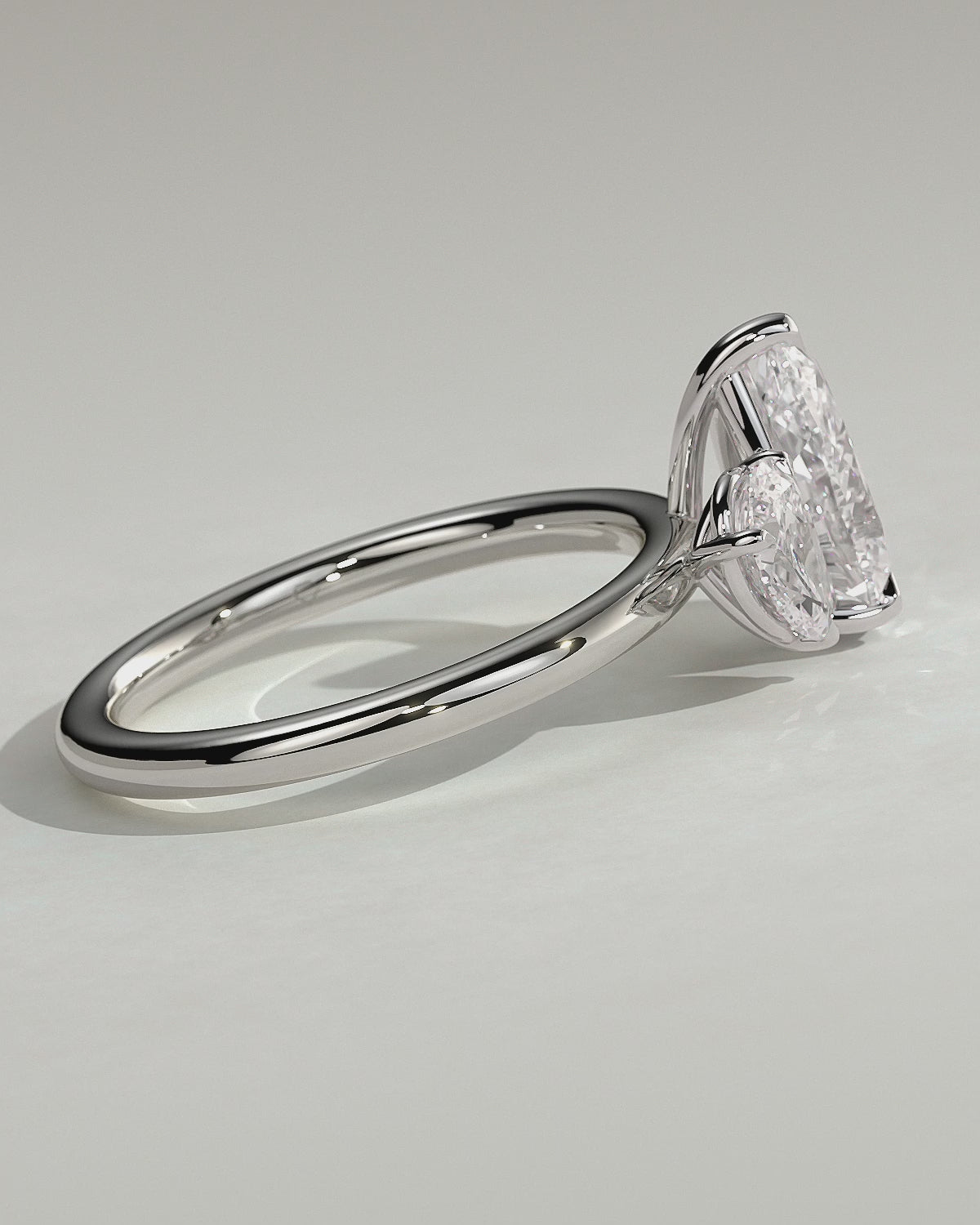 White :: Serentique 0.5ct and 1.25ct pear toi et moi lab grown diamond engagement ring 360 view white gold IGI certified two stone ring