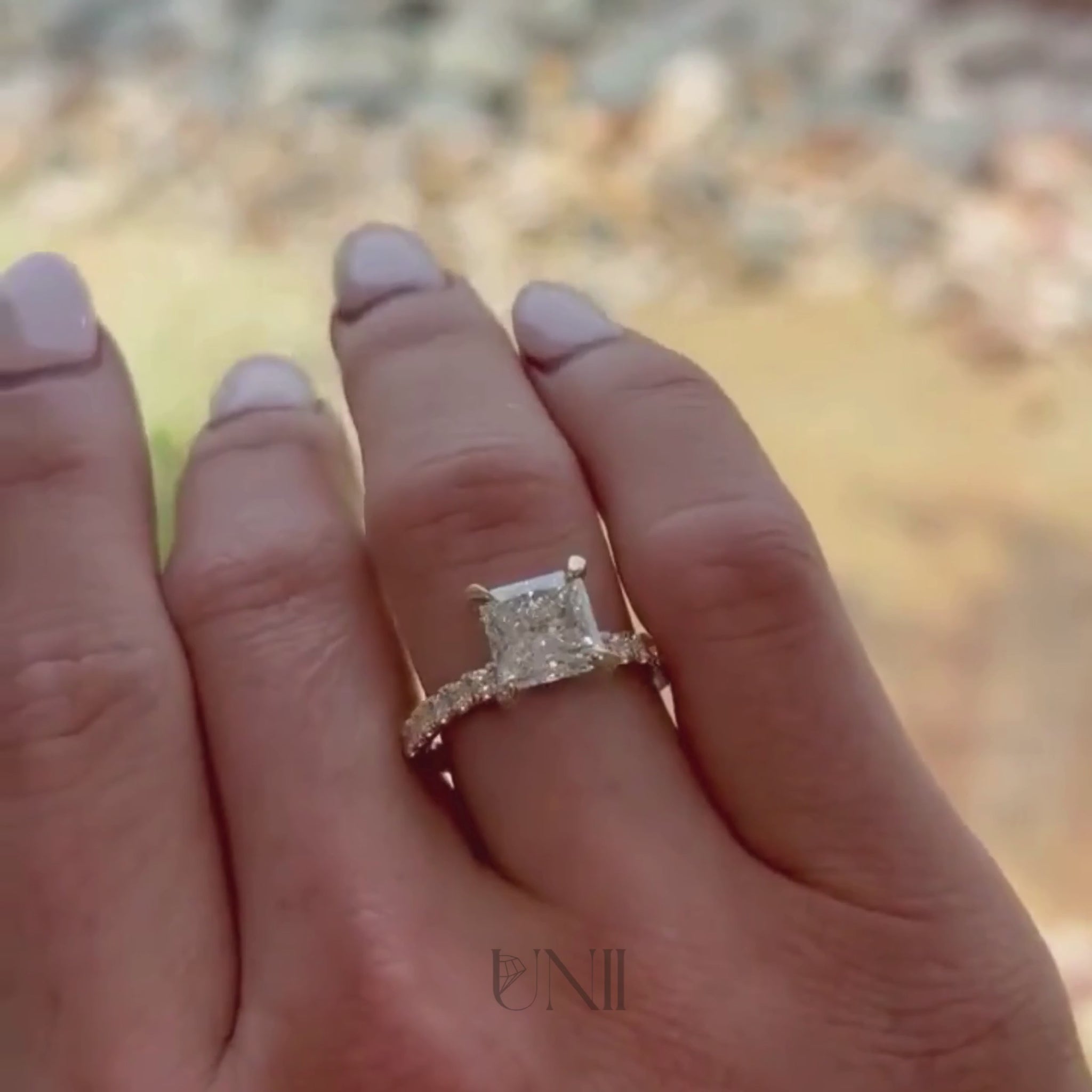 Common :: Unii Jewels 2.20TCW Princess Cut lab grown diamond pavé ring video