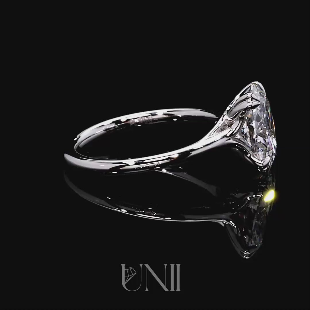 Common :: Kaelune 2.10ct IGI certified oval solitaire lab grown diamond engagement ring by Unii Jewels showcasing brilliant sparkle and timeless solitaire setting video
