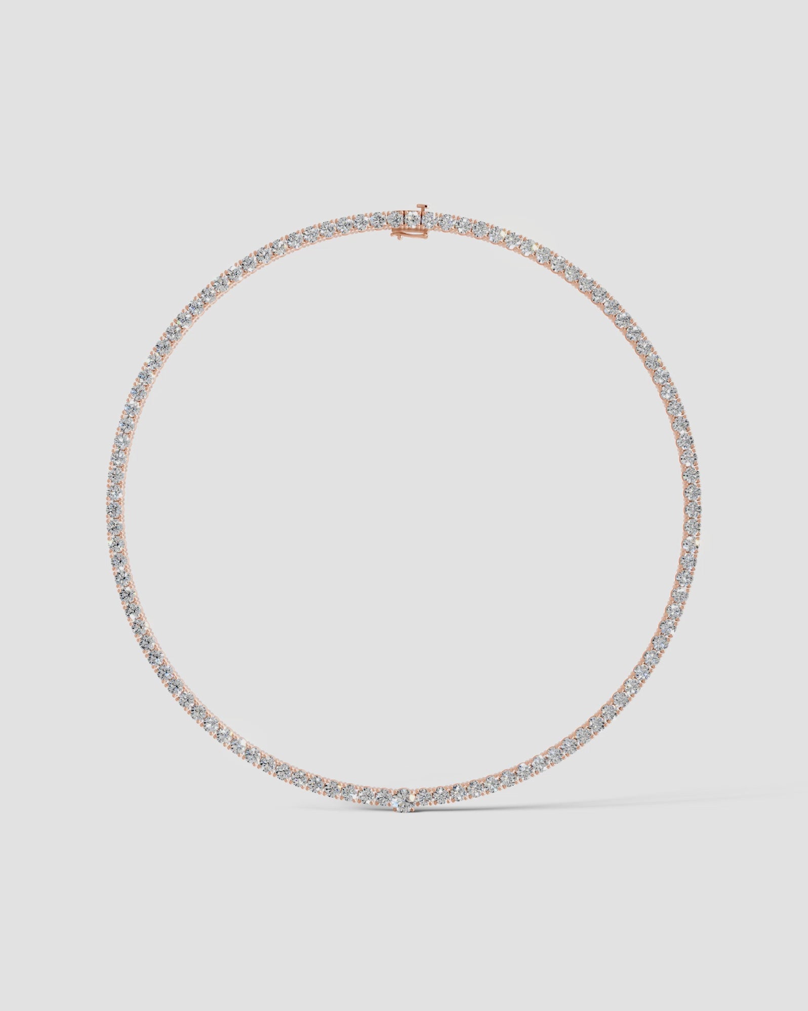 rose :: luxury round lab grown diamond rivière collier necklace IGI certified white yellow rose gold
