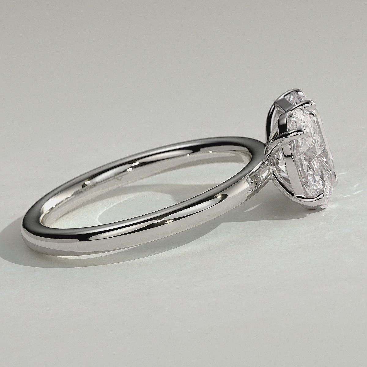 White :: Arvella oval and emerald toi et moi lab grown diamond engagement ring IGI certified white gold