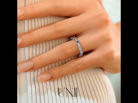 White :: fine jewelry emerald lab diamond eternity ring for women stacking band