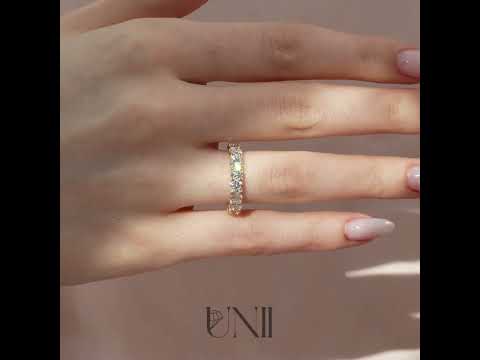 Yellow :: Zenorique 4ct Round U Prong Lab Diamond Eternity Ring Yellow Gold IGI Certified