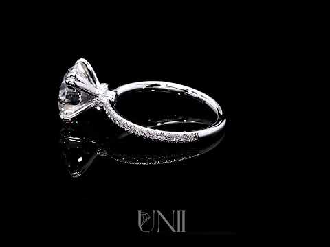 Common :: Jasmira 3.51ct IGI certified round pave lab grown diamond engagement ring by Unii Jewels showcasing brilliant sparkle and elegant pavé band setting video
