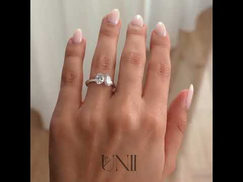 White :: Zorentia 1.5ct Pear & 1.5ct Oval Toi et Moi Lab Grown Diamond Engagement Ring IGI Certified