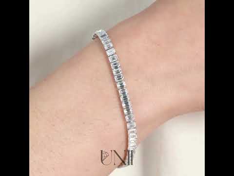 common :: 10 carat emerald lab grown diamond tennis bracelet IGI certified white yellow rose gold