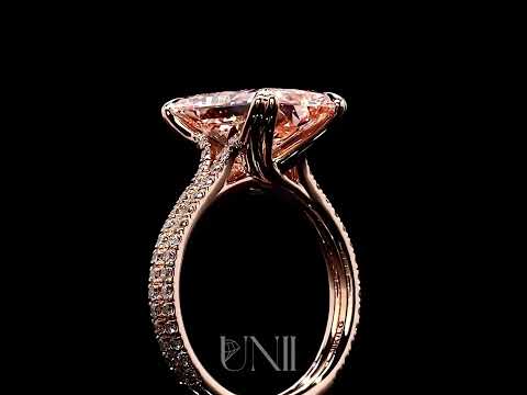 Common :: Elvella 5.26 carat pink radiant pave lab grown diamond engagement ring IGI certified full ring video fancy pink diamond