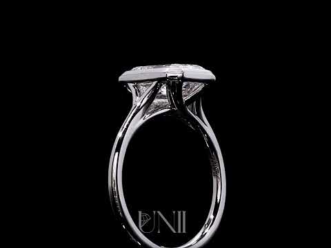 Common :: Lioren 3.08ct IGI certified emerald bezel lab grown diamond engagement ring by Unii Jewels showcasing sleek bezel setting and brilliant sparkle video