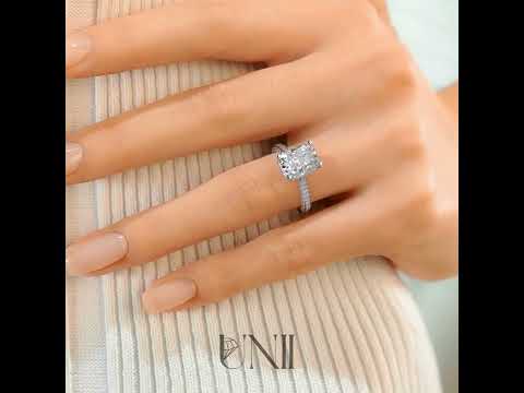 White :: radiant cut hidden halo lab grown diamond engagement ring timeless design