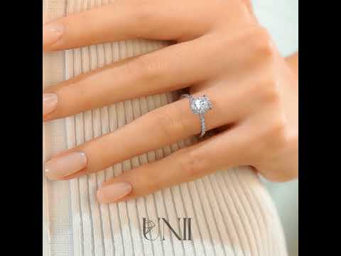 White :: Zoravique Oval Hidden Halo Lab Grown Diamond Ring White Gold IGI Certified
