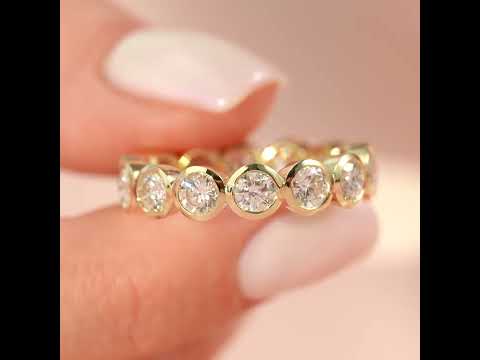 Common :: Seriquea 3.5ct Round Bezel Lab Diamond Eternity Ring Yellow Gold IGI Certified