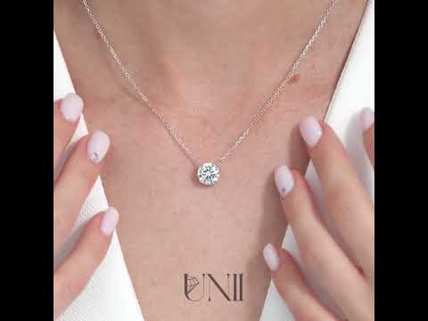 white :: graceful white gold round brilliant necklace for elevated daily styling