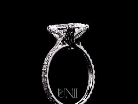 Common :: Sylvora 3.45ct IGI certified radiant pave lab grown diamond engagement ring by Unii Jewels showcasing brilliant sparkle and elegant pavé setting video
