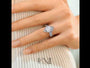 White :: Elixora marquise lab grown diamond three stone engagement ring sparkle close up IGI certified video