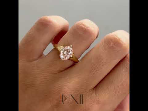 Common :: Calorique 2.11 carat old mine cut pink lab grown diamond solitaire engagement ring IGI certified full ring video vintage pink diamond