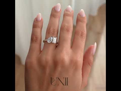 White :: Arviquea 1.5ct Pear & 1.8ct Radiant Toi et Moi Lab Grown Diamond Engagement Ring IGI Certified