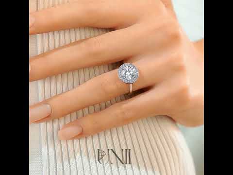 White :: round halo lab grown diamond engagement ring white gold luxury bridal ring