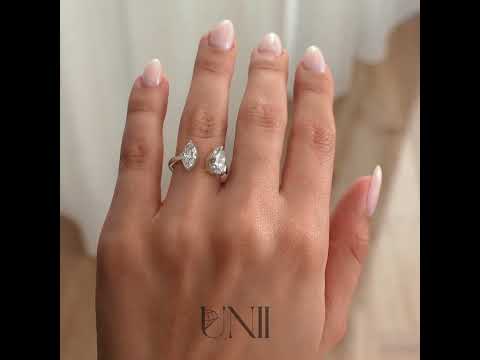 White :: Zenmique Marquise & Pear Toi et Moi Lab Grown Diamond Engagement Ring IGI Certified