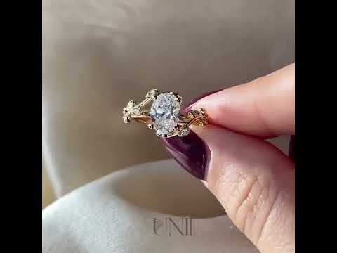 Common :: Unii Jewels 1.58ct oval lab grown diamond floral engagement ring video