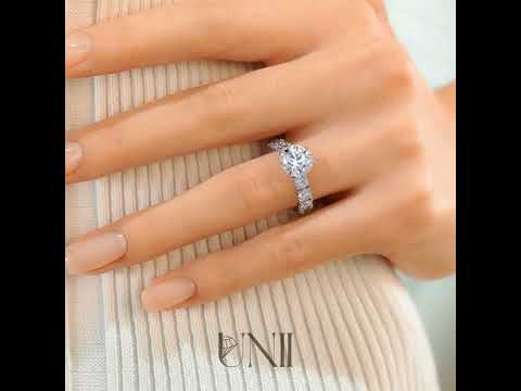 White :: Lunavique round pavé lab grown diamond engagement ring IGI certified