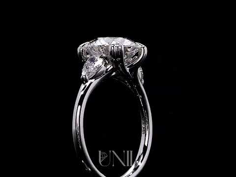 Common :: Genvira 3.29ct IGI certified round three stone lab grown diamond engagement ring by Unii Jewels showcasing brilliant sparkle and elegant prong setting video