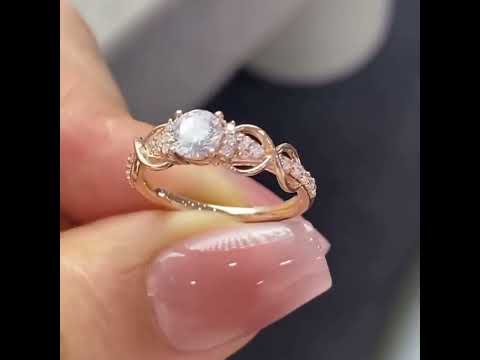 Common :: Video showcase of a 1.40TCW round lab grown diamond nature-inspired engagement ring.