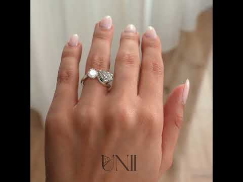 White :: Oraventa Round & Pear Toi et Moi Lab Grown Diamond Engagement Ring IGI Certified