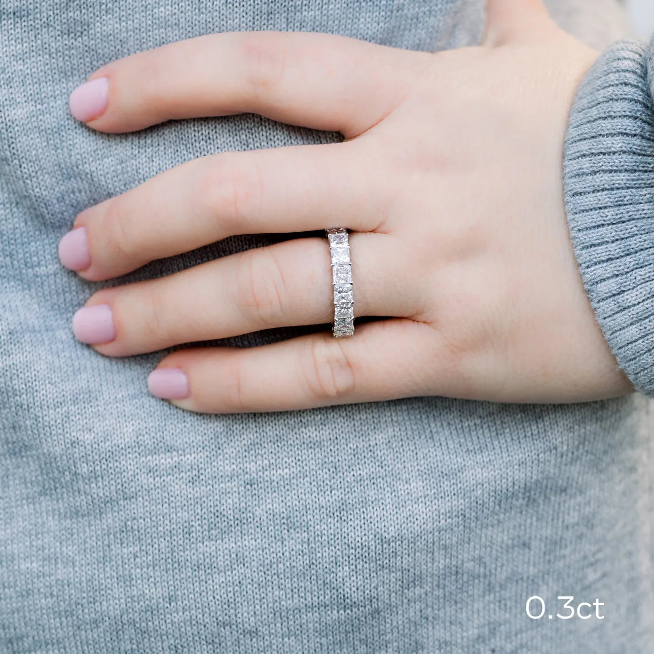 Princess Lab Grown Diamond Eternity Band, EF Color, VS Clarity, IGI Certified