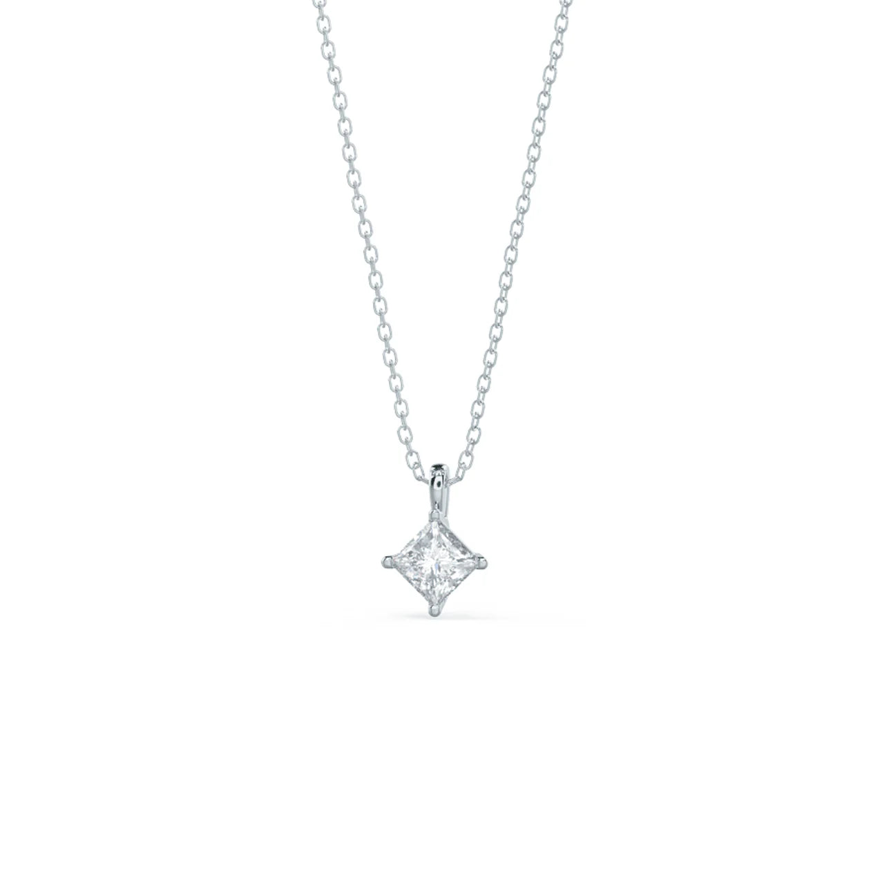 Princess Lab Grown Diamond Classic Pendant With Chain, EF Color, VS Clarity, IGI Certified