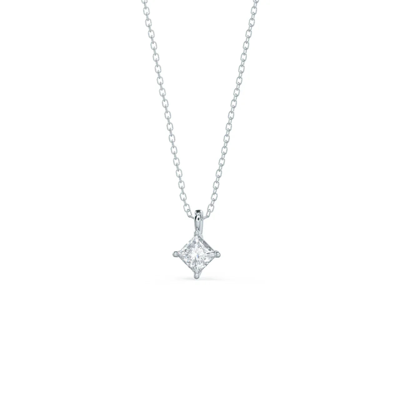 Princess Lab Grown Diamond Classic Pendant With Chain, EF Color, VS Clarity, IGI Certified