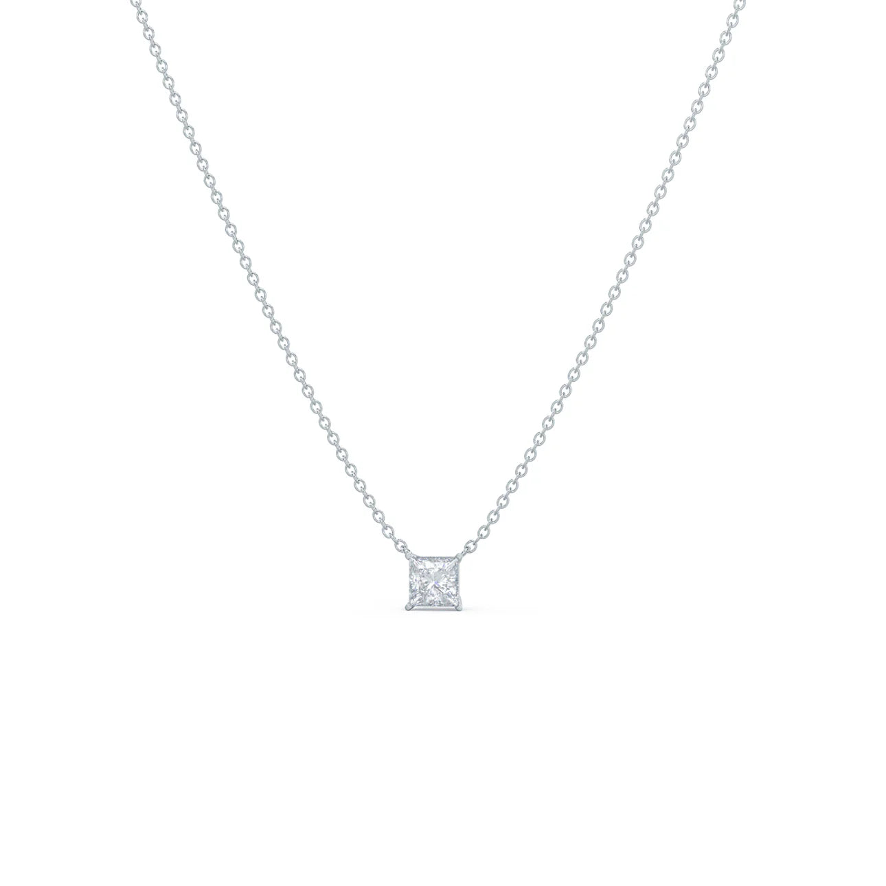 Floating Princess lab Grown Diamond Pendant With Chain, EF Color, VS Clarity