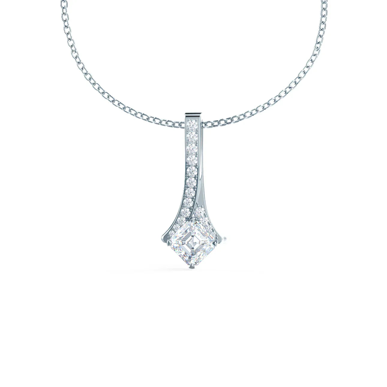 Princess Lab Grown Diamond Royal Pendant, EF Color, VS Clarity, IGI Certified