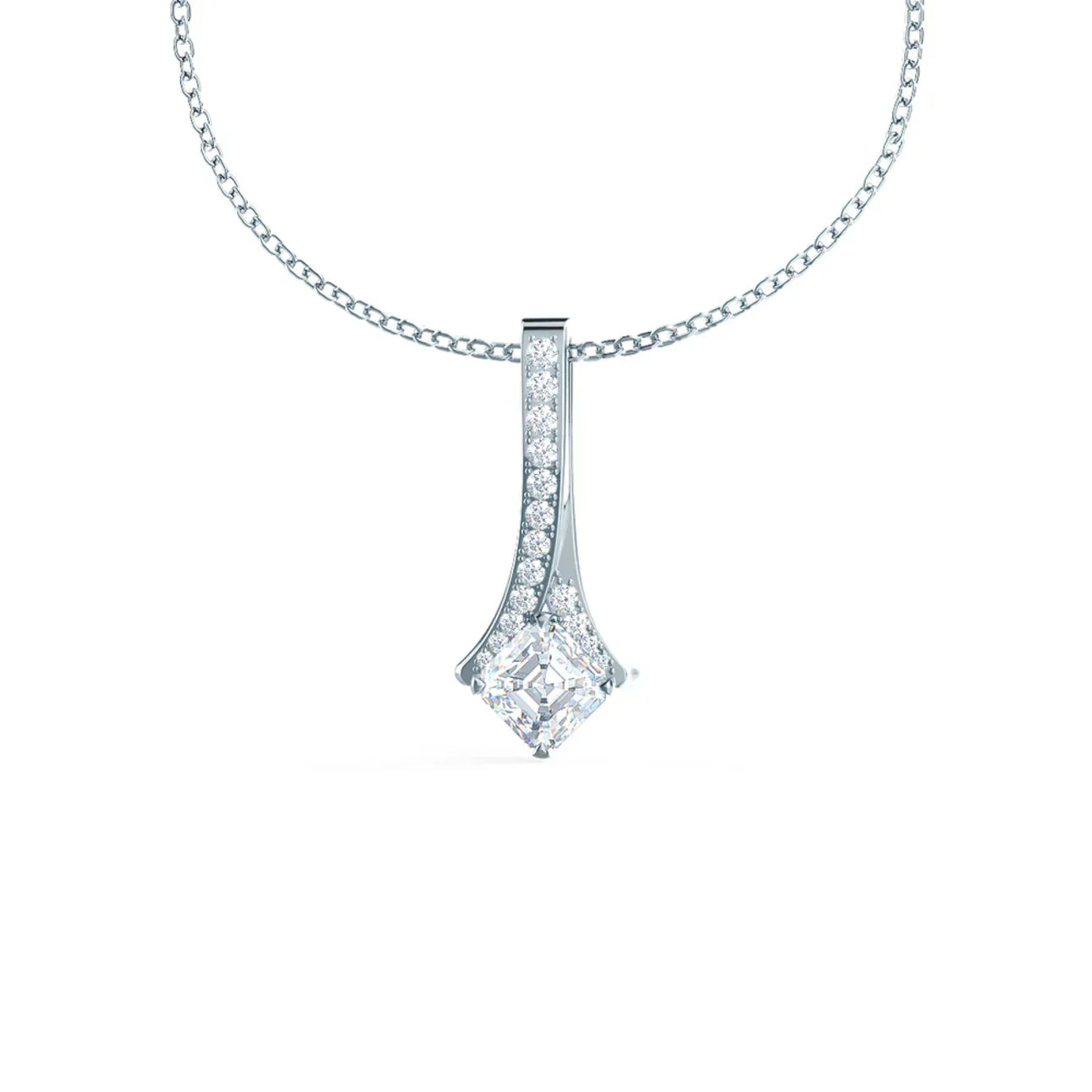 Princess Lab Grown Diamond Royal Pendant, EF Color, VS Clarity, IGI Certified