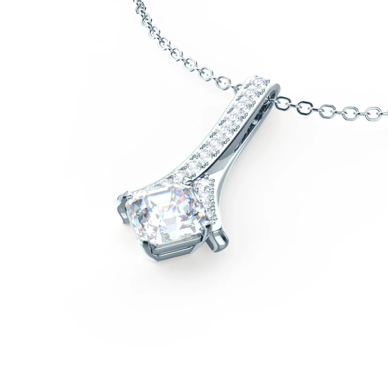 Princess Lab Grown Diamond Royal Pendant, EF Color, VS Clarity, IGI Certified