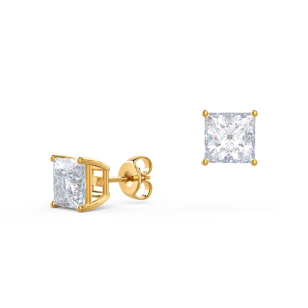 PRINCESS CUT STUD EARRINGS