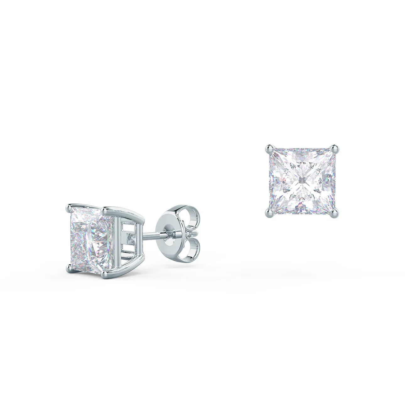 PRINCESS CUT STUD EARRINGS