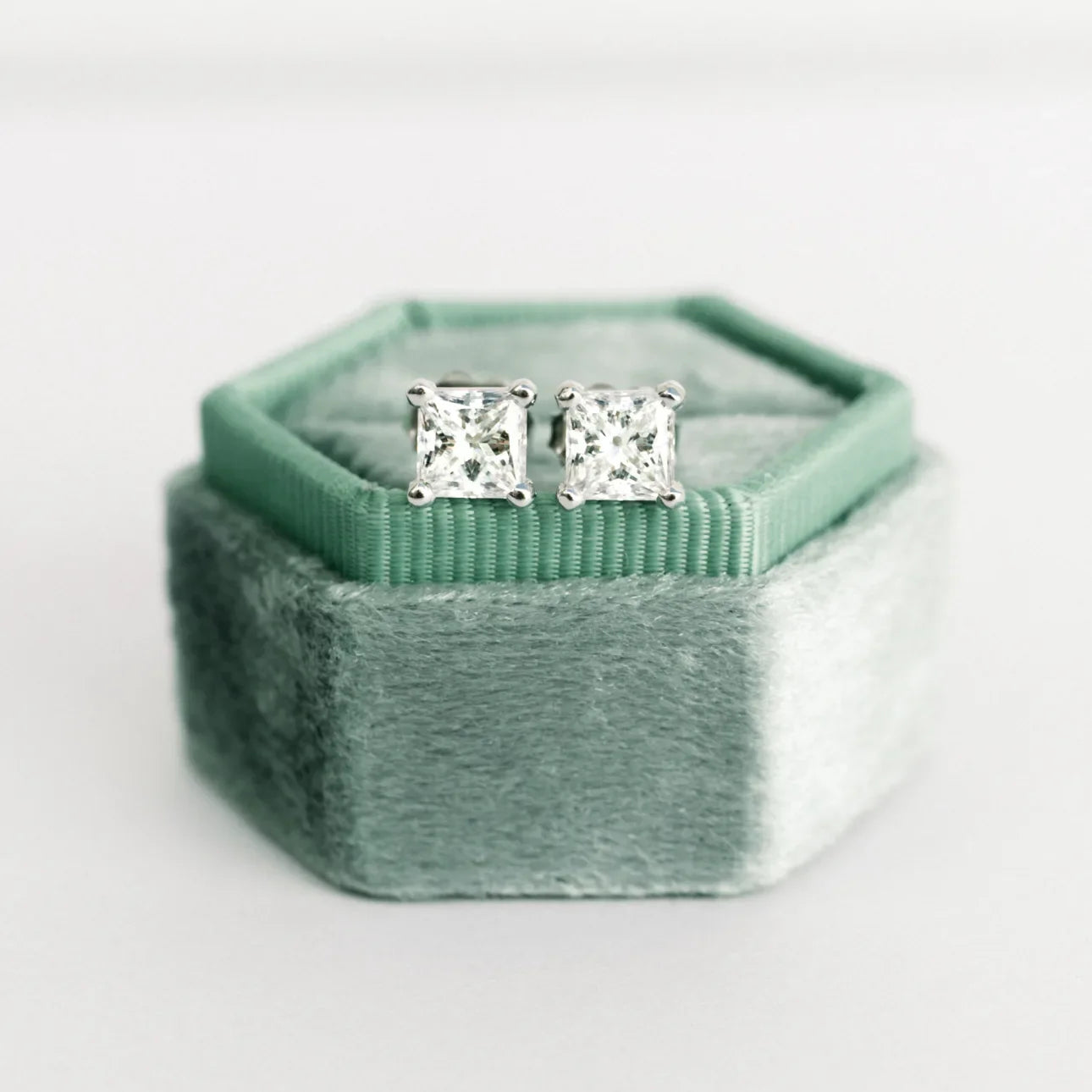 PRINCESS CUT STUD EARRINGS