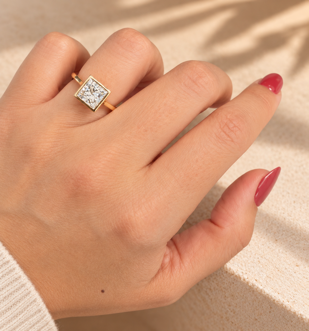 Common :: IGI certified 2.16ct Princess Cut diamond bezel engagement ring