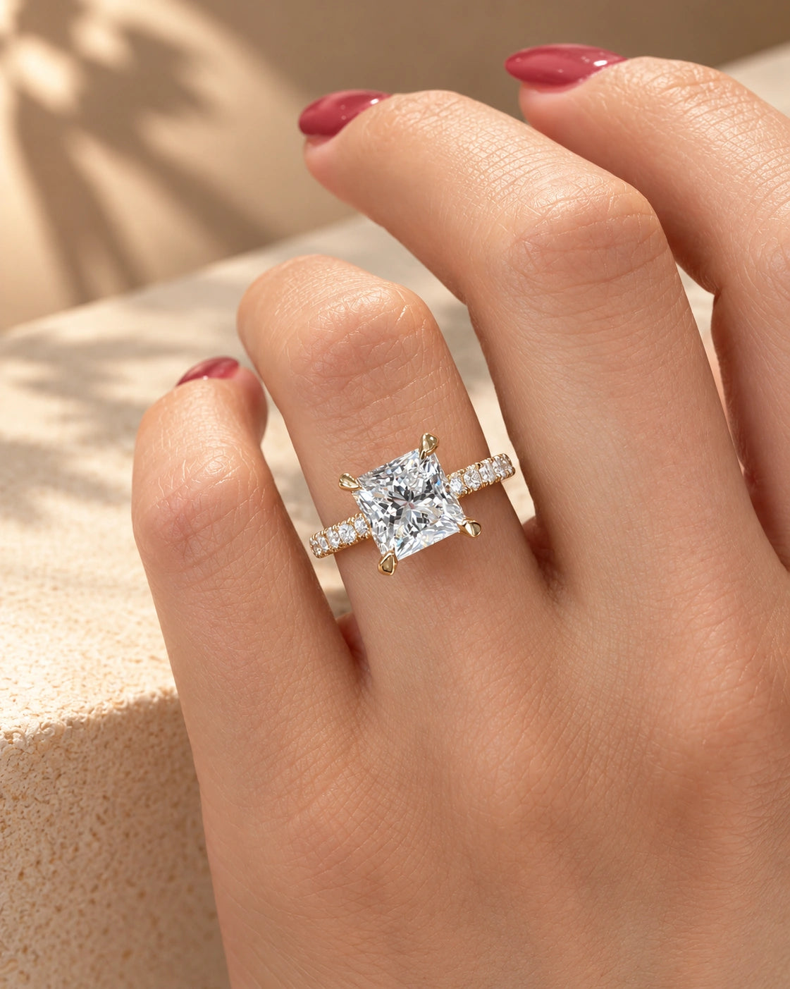Common :: 2.20TCW Princess and Round diamond pavé engagement ring