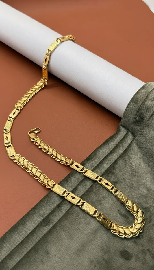 Elegant Gold Tone Kajukatri Nawabi with Kohli Design in High Gold Micro plated Brass Chain For Men & Boys