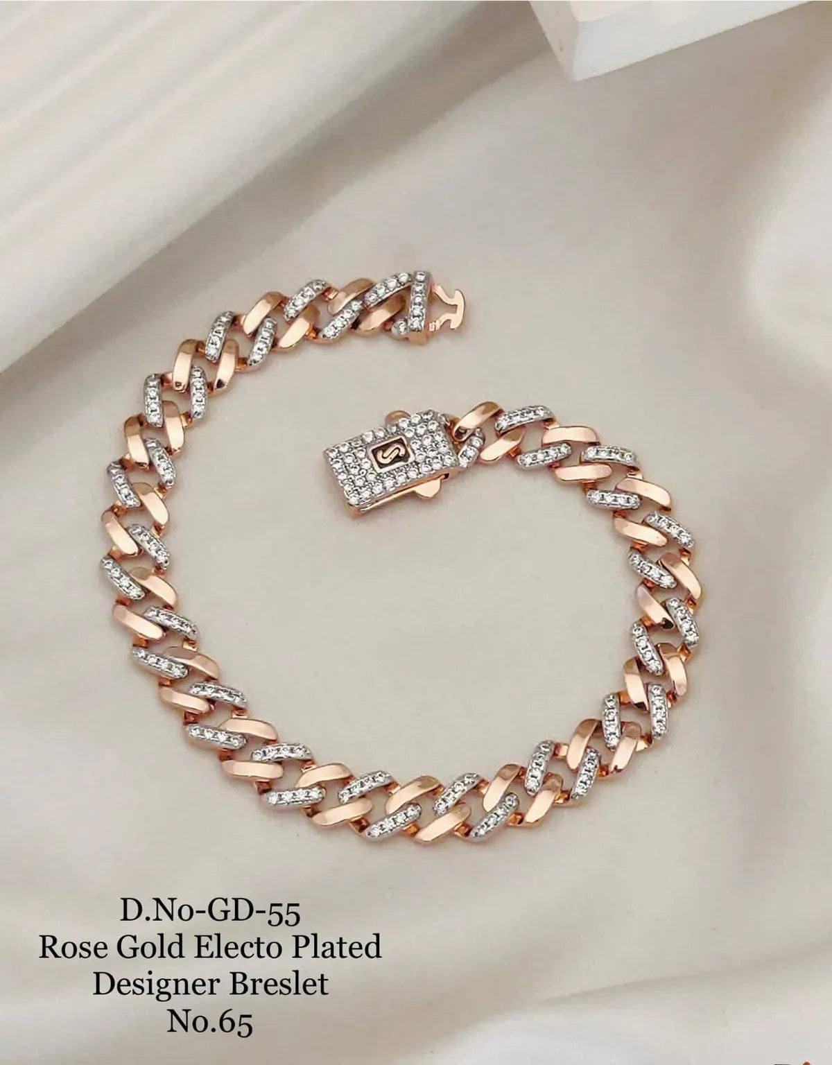 Rose Gold Electo Plated Designer Cuban Bracelet