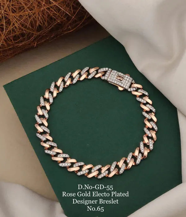 Rose Gold Electo Plated Designer Cuban Bracelet