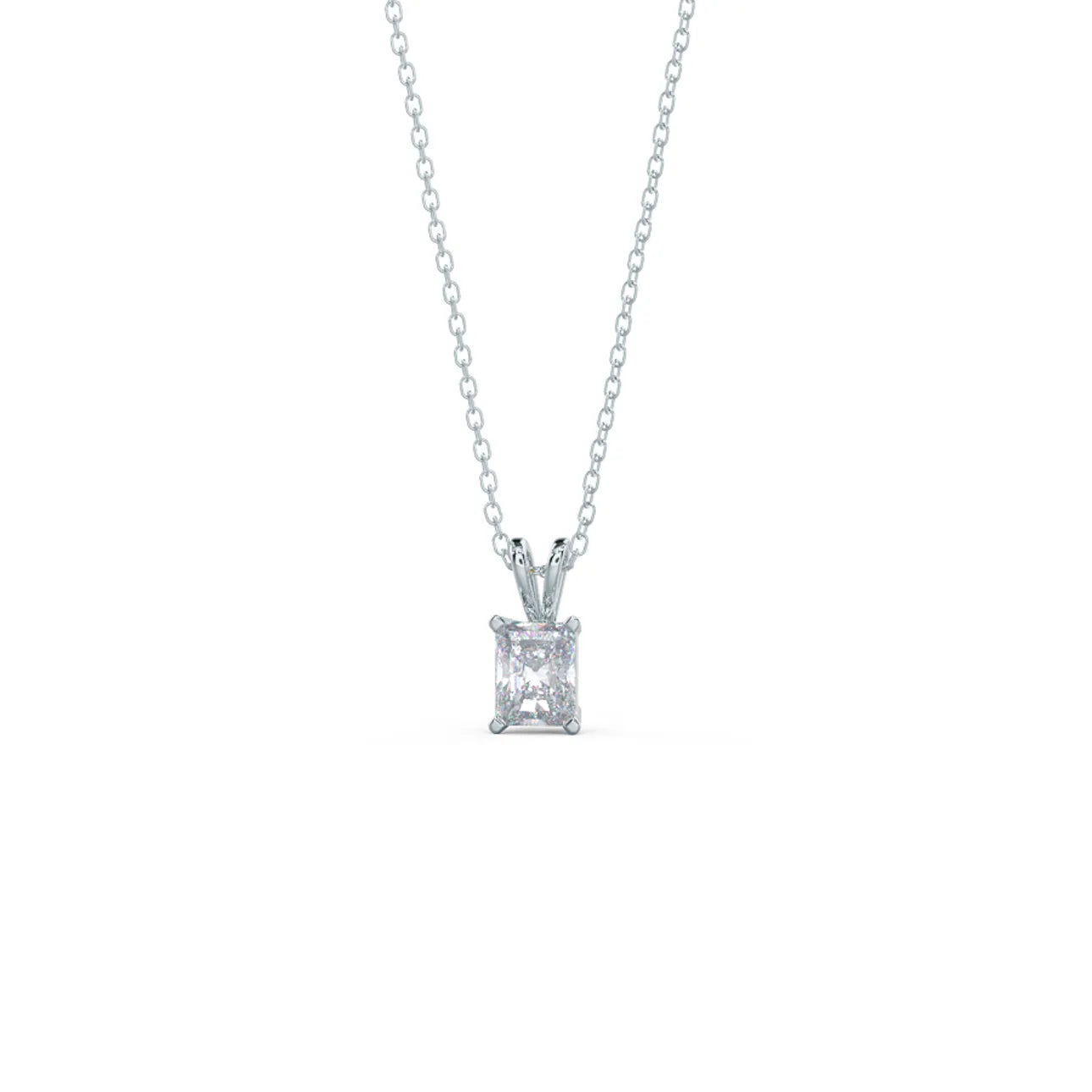 Radiant Lab Grown Diamond Classic Pendant With Chain, EF Color, VS Clarity, IGI Certified