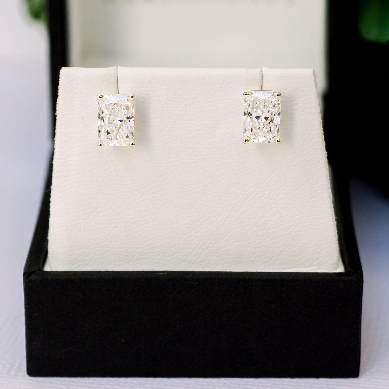 Radiant Lab Grown Diamond Stud Solitaire Earrings, EF Color, VS Clarity, IGI Certified